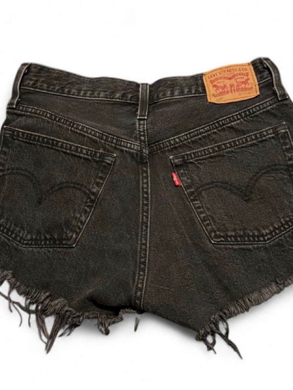 Vintage Levi's 501 Women's Black Denim Cutoff Distressed Shorts sz 26